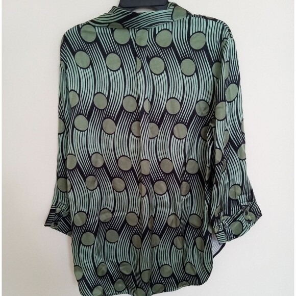 NWOT Zara Printed Flowing Blouse Green Size Small - Picture 5 of 8